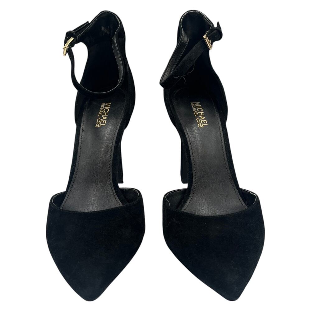Michael Kors MK Pumps D'Orsay Stiletto Heels Lisa Pointed Toe Suede Black 6.5M - Picture 2 of 10